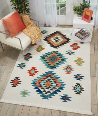 Nourison South Western NAV07 White Area Rug Corner Image
