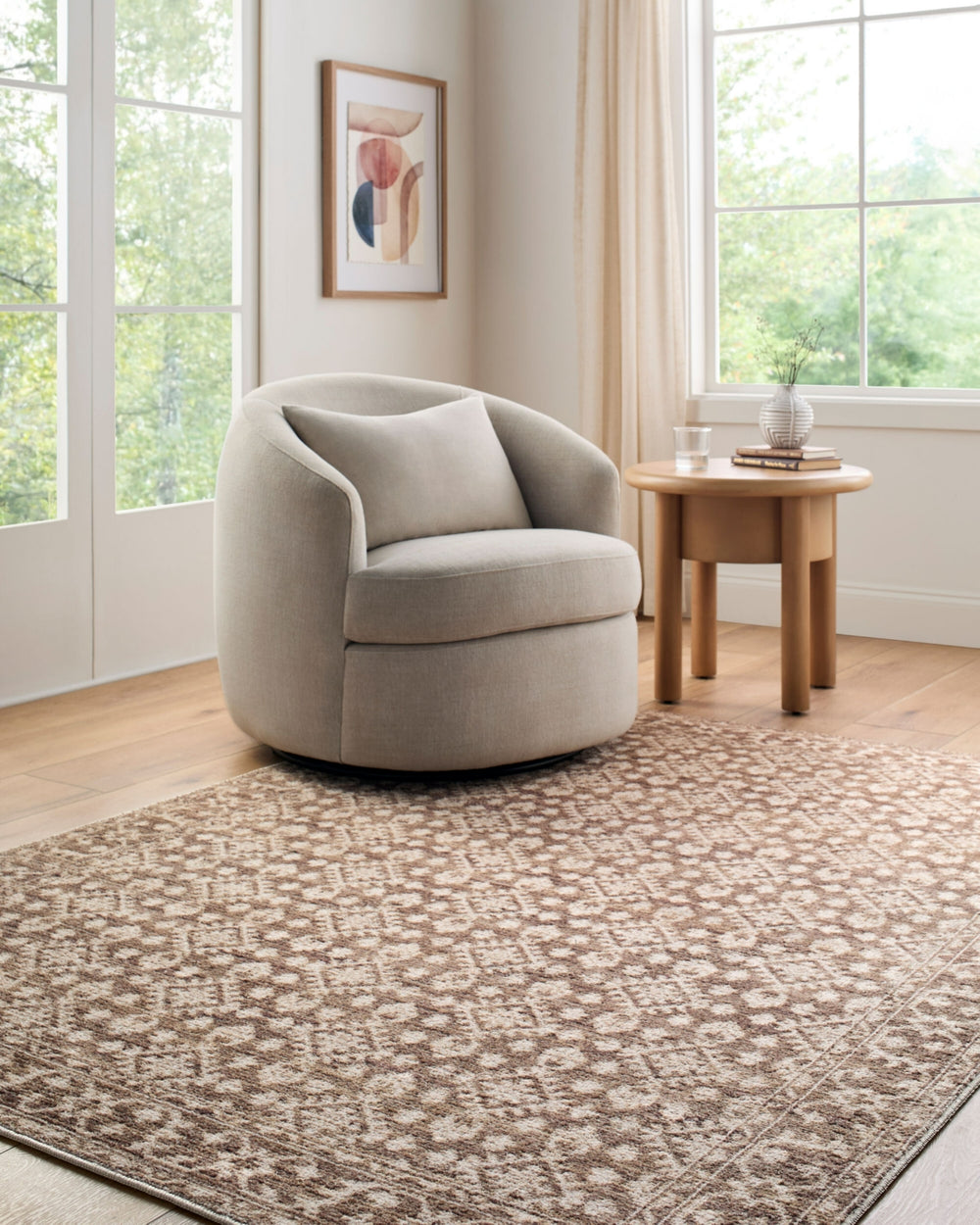 Nabela Noor Home x Livabliss Aram NBAR-2307 Dark Brown Area Rug Style Shot Feature