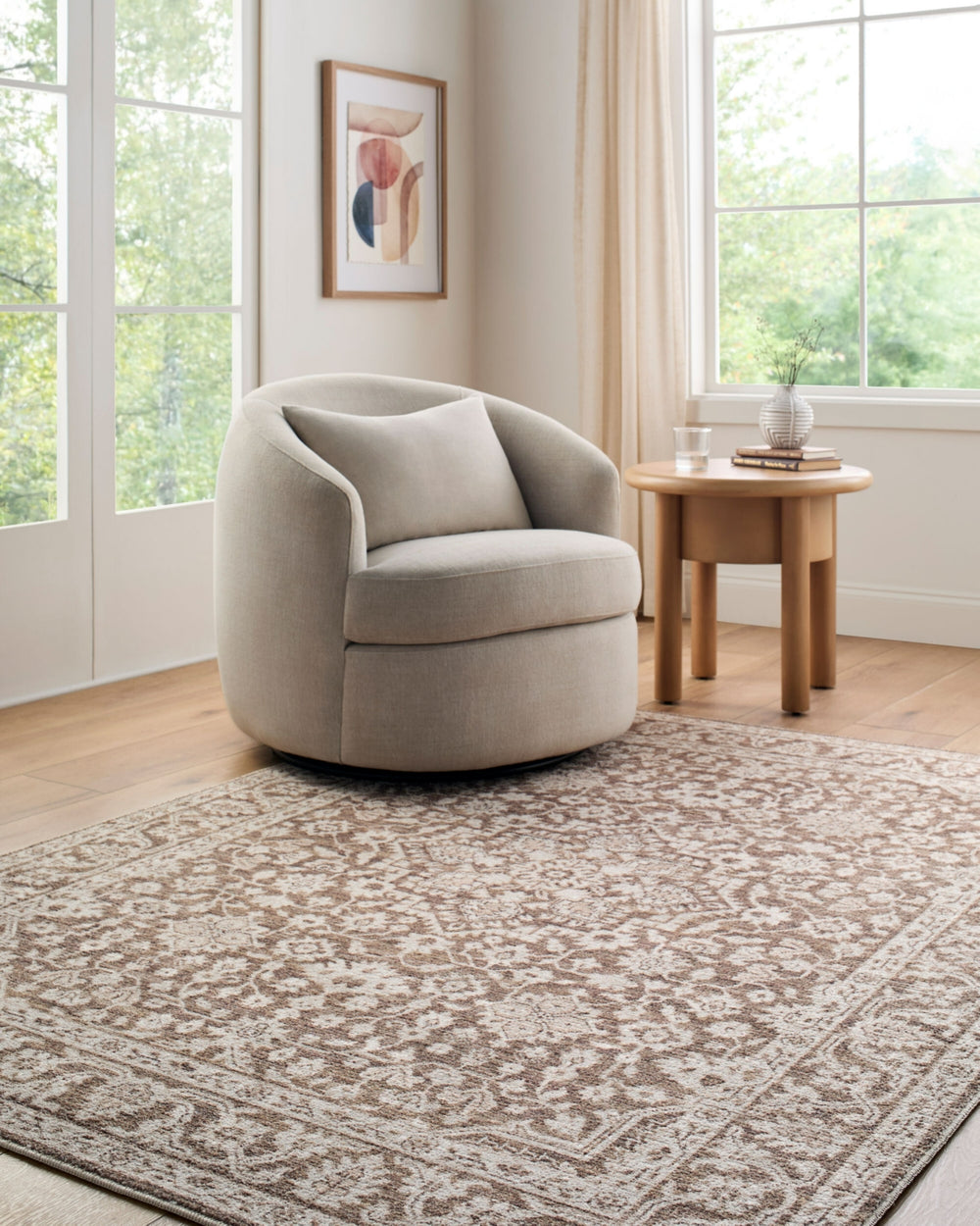 Nabela Noor Home x Livabliss Maan NBMA-2306 Dark Brown Area Rug Style Shot Feature