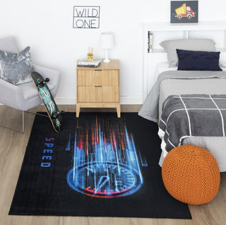 Mohawk Home Prismatic Need For Speed Black Area Rug