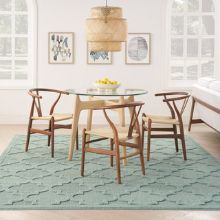 Nourison Easy Care NES01 Aqua Teal Area Rug Room Image Feature