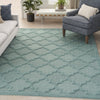 Nourison Easy Care NES01 Aqua Teal Area Rug Corner Image