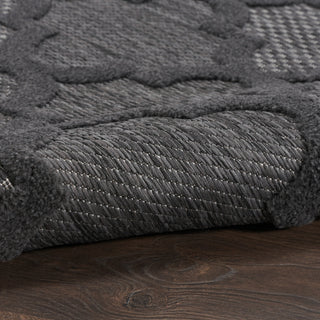 Nourison Easy Care NES01 Charcoal Black Area Rug Corner Image