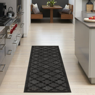 Nourison Easy Care NES01 Charcoal Black Area Rug Corner Image