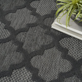 Nourison Easy Care NES01 Charcoal Black Area Rug Corner Image
