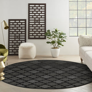 Nourison Easy Care NES01 Charcoal Black Area Rug Room Image Feature