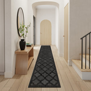Nourison Easy Care NES01 Charcoal Black Area Rug Corner Image