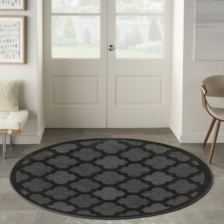 Nourison Easy Care NES01 Charcoal Black Area Rug Room Image Feature
