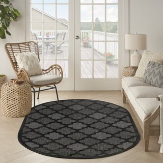 Nourison Easy Care NES01 Charcoal Black Area Rug Room Image Feature
