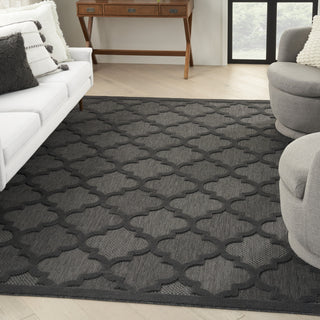 Nourison Easy Care NES01 Charcoal Black Area Rug Corner Image