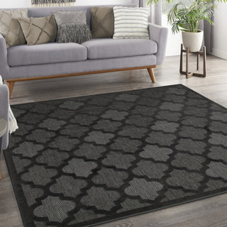 Nourison Easy Care NES01 Charcoal Black Area Rug Corner Image