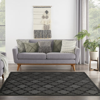 Nourison Easy Care NES01 Charcoal Black Area Rug Room Image Feature