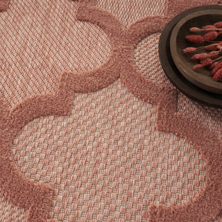 Nourison Easy Care NES01 Coral Orange Area Rug Corner Image