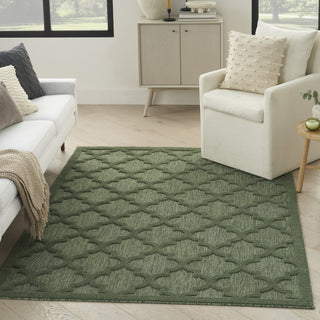 Nourison Easy Care NES01 Green Area Rug Corner Image
