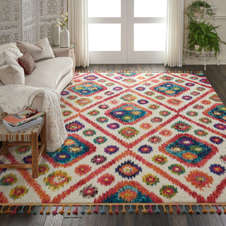 Nourison Nomad NMD03 Ivory Pink Area Rug Corner Image