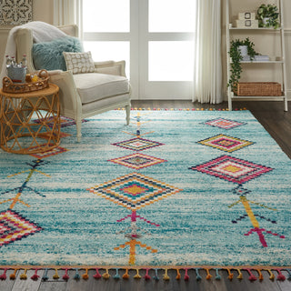 Nourison Nomad NMD04 Aqua Area Rug Corner Image