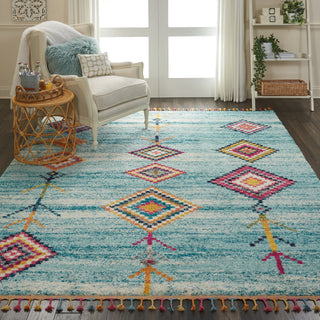 Nourison Nomad NMD04 Aqua Area Rug Corner Image