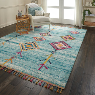 Nourison Nomad NMD04 Aqua Area Rug Room Image Feature