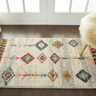 Nourison Nomad NMD04 Cream Grey Area Rug Corner Image