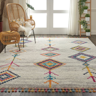 Nourison Nomad NMD04 Cream Grey Area Rug Corner Image