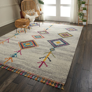Nourison Nomad NMD04 Cream Grey Area Rug Room Image Feature