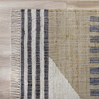 LR Home Nimroz 81984 Tan/Black/Blue/Gray/White Area Rug Corner Image