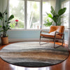 Dalyn Neo NO1 Khaki Machine Washable Area Rug Round Lifestyle Image Feature