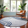 Dalyn Neo NO10 Blue Machine Washable Area Rug Round Lifestyle Image Feature