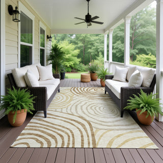 Dalyn Neo NO10 Gold Machine Washable Area Rug Outdoor Lifestyle Image Feature