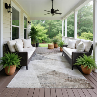Dalyn Neo NO11 Silver Machine Washable Area Rug Outdoor Lifestyle Image Feature