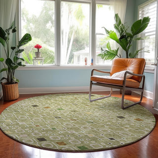 Dalyn Neo NO12 Sage Machine Washable Area Rug Round Lifestyle Image Feature