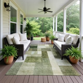 Dalyn Neo NO15 Sage Machine Washable Area Rug Outdoor Lifestyle Image Feature