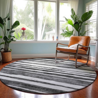 Dalyn Neo NO16 Charcoal Machine Washable Area Rug Round Lifestyle Image Feature