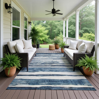 Dalyn Neo NO16 Denim Machine Washable Area Rug Outdoor Lifestyle Image Feature