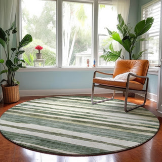 Dalyn Neo NO16 Sage Machine Washable Area Rug Round Lifestyle Image Feature
