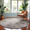 Dalyn Neo NO4 Putty Machine Washable Area Rug Round Lifestyle Image Feature