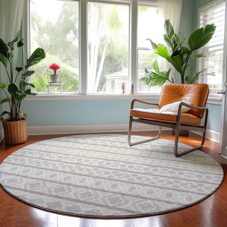 Dalyn Neo NO5 Ivory Machine Washable Area Rug Round Lifestyle Image Feature