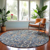 Dalyn Neo NO6 Denim Machine Washable Area Rug Round Lifestyle Image Feature