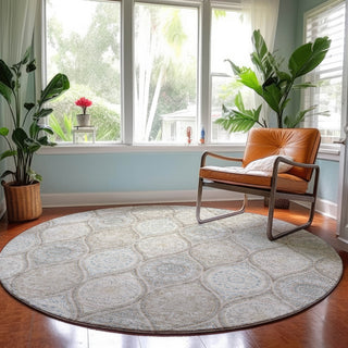 Dalyn Neo NO7 Linen Machine Washable Area Rug Round Lifestyle Image Feature
