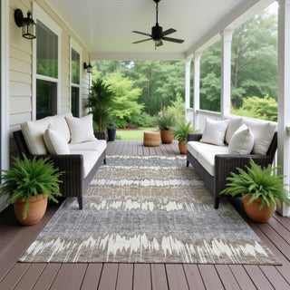 Dalyn Neo NO9 Taupe Machine Washable Area Rug Outdoor Lifestyle Image Feature