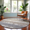 Dalyn Neo NO9 Taupe Machine Washable Area Rug Round Lifestyle Image Feature