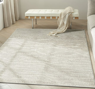 Ck079 Notes NOT01 Ivory Silver Area Rug by Calvin Klein Corner Image