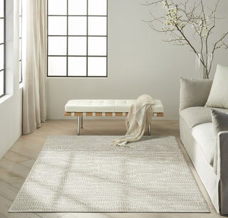 Ck079 Notes NOT01 Ivory Silver Area Rug by Calvin Klein Room Image Feature