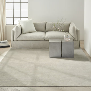 Ck079 Notes NOT01 Ivory Silver Area Rug by Calvin Klein Room Image Feature