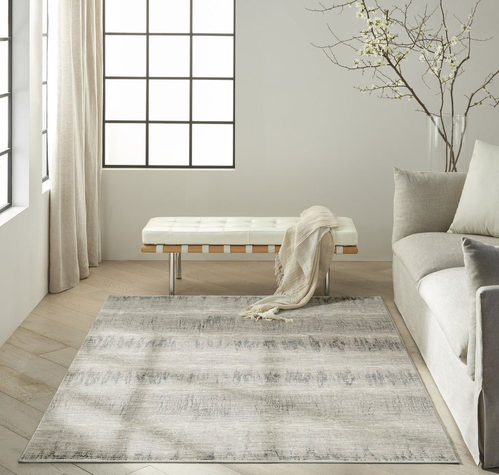 Ck079 Notes NOT06 Ivory Charcoal Area Rug by Calvin Klein Room Image Feature