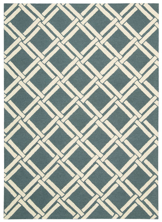 Nourison Linear LIN04 Teal Ivory Area Rug 5' X 7'