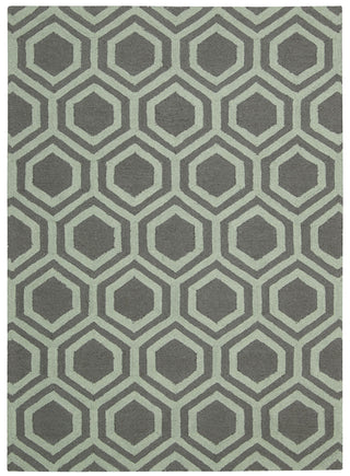 Nourison Linear LIN07 Grey Aqua Area Rug 5' X 7'