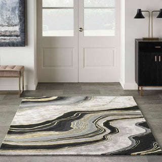 Nourison Prismatic PRS31 Charcoal Grey Area Rug Room Image Feature