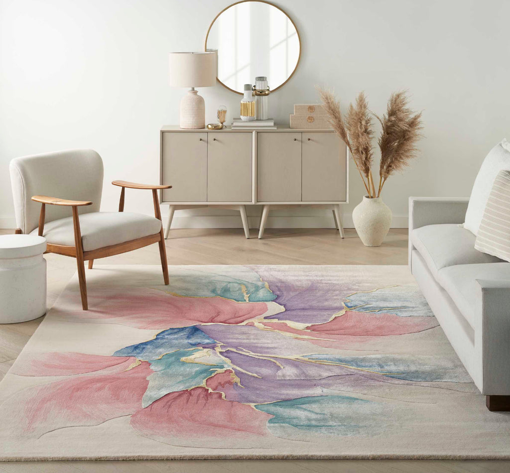 Nourison Prismatic PRS34 Ivory Area Rug Room Image Feature