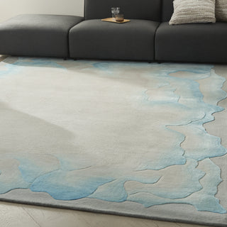 Nourison Prismatic PRS22 Sea Mist Blue Area Rug Corner Image